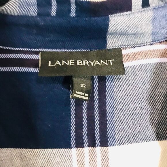 LANE BRAYANT button down shirt top crossed front pleaded blue casual women’s 22 - Picture 3 of 4